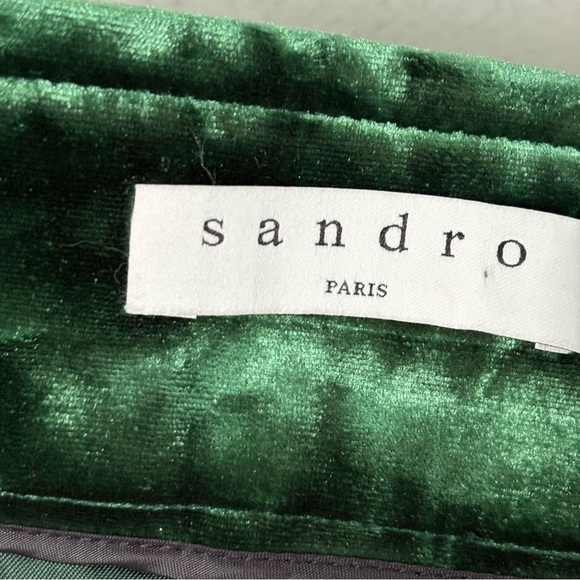 SANDRO Emerald Green Velvet Mini Skirt 3 (US 8) - Picture 8 of 15